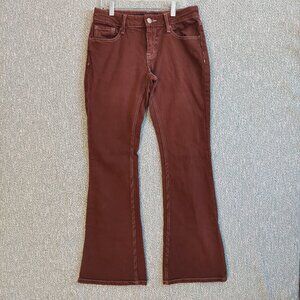 Aeropostale Low Rise Flare Jeans, Womens 6R, Brown Stretch Denim, 5 Pocket